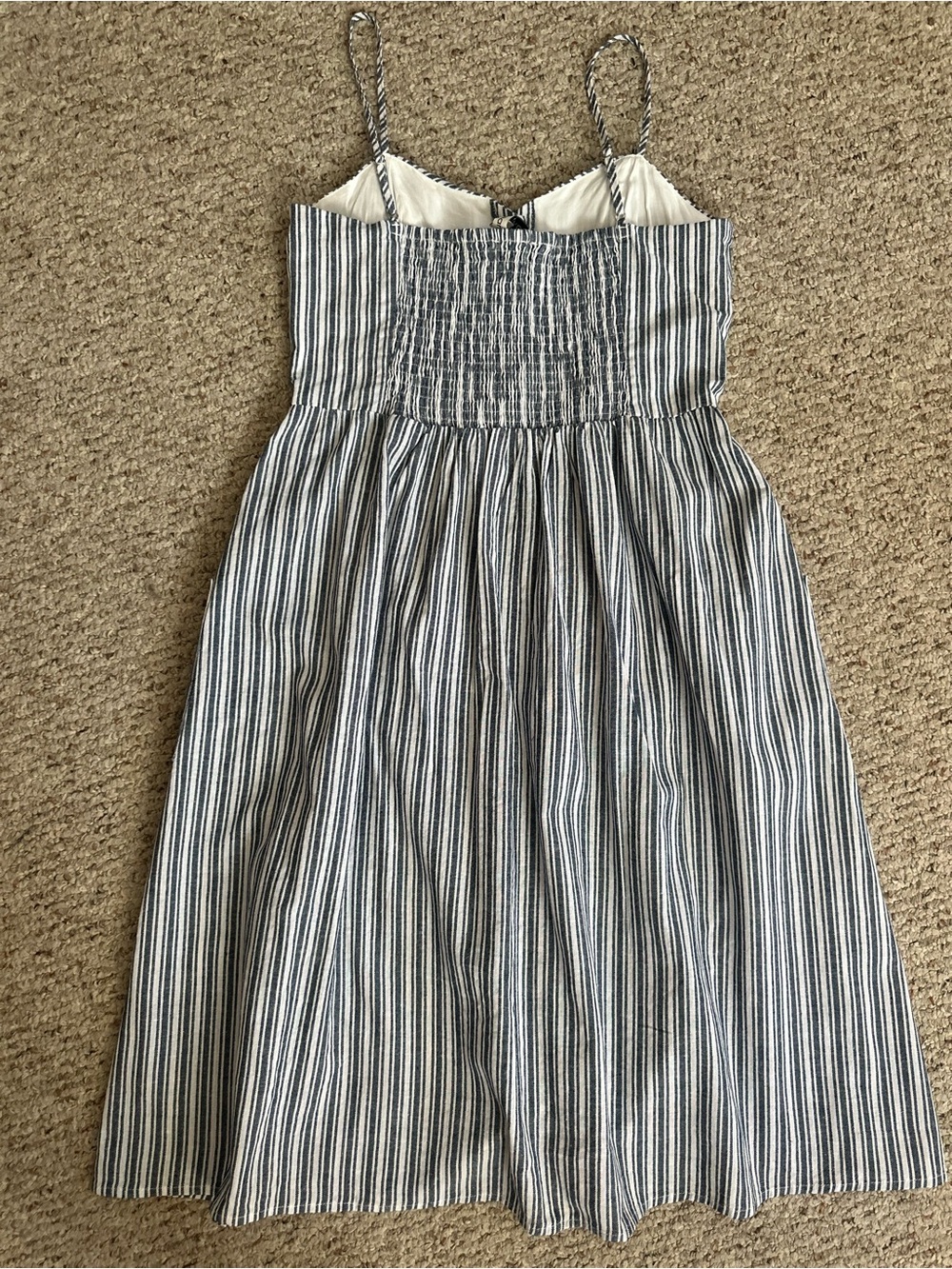 Davi & Dani Spaghetti Strap Dress Dark Denim Blue Stripes Size Large - Picture 3 of 6